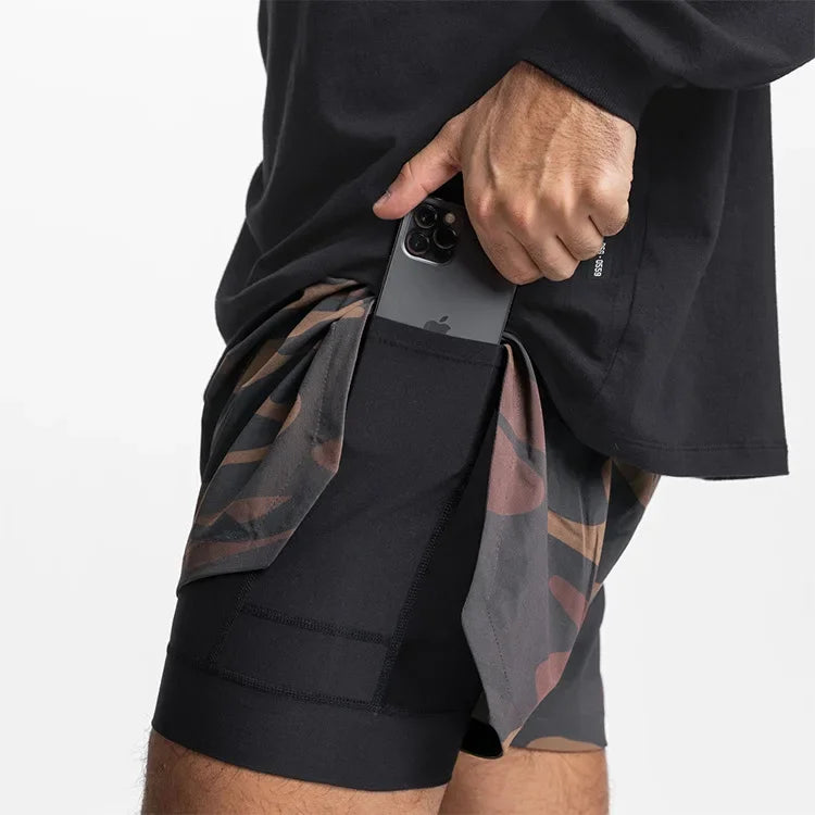 ASRV Mens Gym 2 in 1 Jogger Sport Short Pants Man Quick Dry Running Workout Basketball Shorts Male Gym Fitness Sweatpant Bottoms