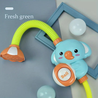 1Set Cartoon Cute Little Elephant Electric Shower, 360°Jet Water Wash Head, Baby Bath Sprayer, Bathroom Fun Water Play Toy