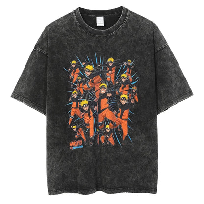 Men Streetwear Tshirt Japanese Anime Naruto Graphic T-Shirt Cotton 2026 Harajuku Washed T Shirt Summer Hip Hop Tops Tees Black