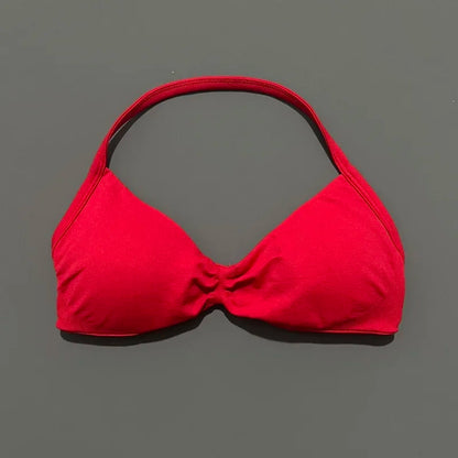 HISTELLO Strappy Bra Gym Top Women High Support Thin Strap Halter Sports Seamless Bras Scrunch Push-up Workout Yoga Tank Tops