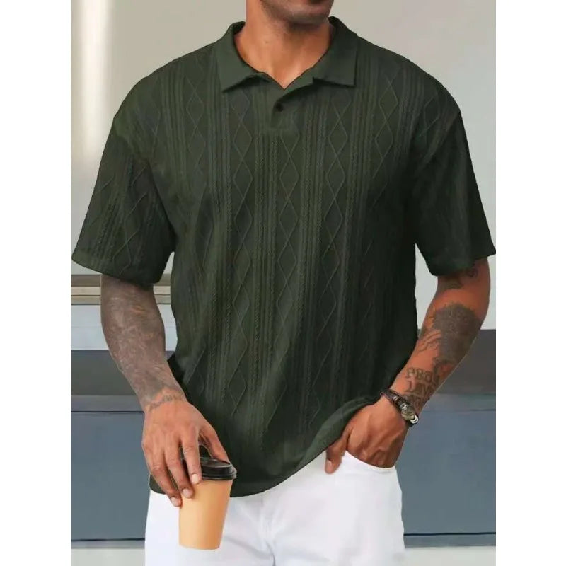 Knitted Polo Shirt – Men's Retro Summer Lapel Tee | Breathable Lightweight Top