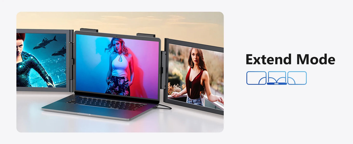 Portable Dual Monitor 14 Inch IPS Display - USB-C Laptop Screen Extender for Windows Mac