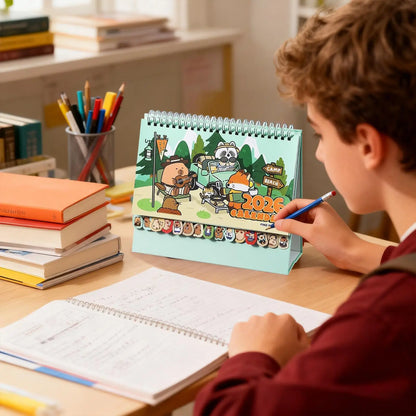Small Desktop Calendar 2026 Cartoon Capybara Schedule Organizer 12 Months Stand Up Calendar for Friends Family School Workplace