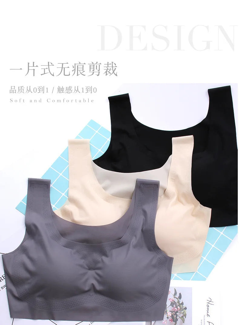 1pcs Womens Ice Silk One-piece Type Sport Bra Female Gym Workout Fitness Seamless Yoga Bra Lady Shockproof Crop Top Push Up Bras
