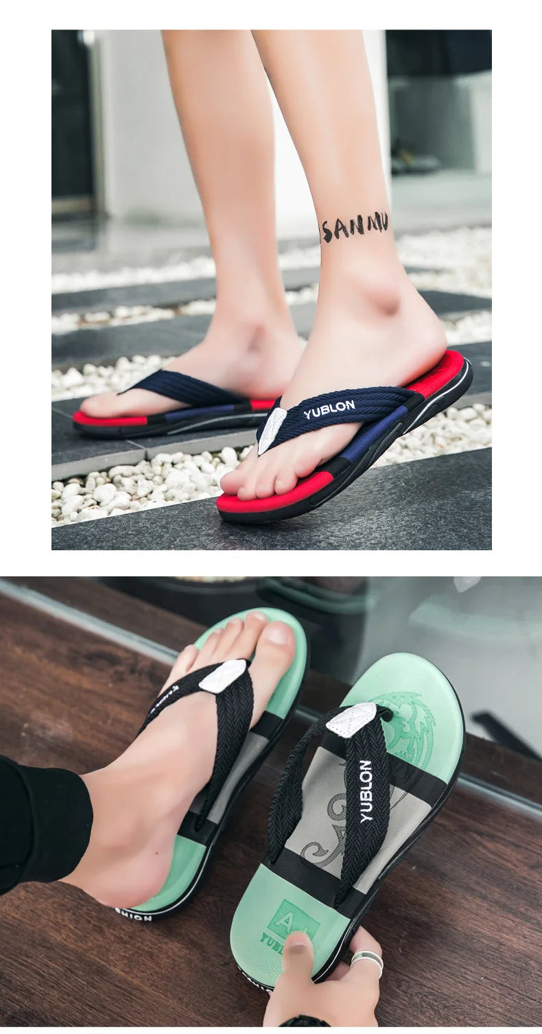 2025 Summer Flip Flops Men Beach Sandals Anti-slip Breathable Casual Men Beach Slippers Outdoor Big Size 45