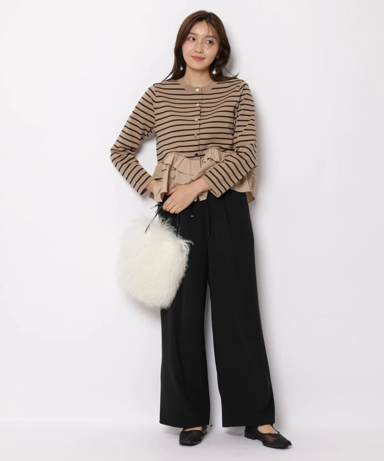 Fashionable Stripe Knitted Sweater Loose Fit Color Block Neckline Long Sleeve Women's Autumn Winter Casual Style Breathable