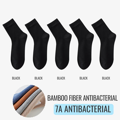 Antibacterial Bamboo Socks – Men’s Business Dress Socks, Thin Deodorant Crew, 5-Pack