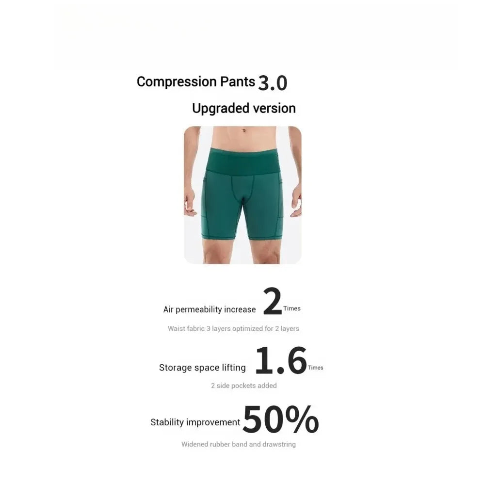 Summer New  Men's 3.0 Multipocket Compression Shorts Quick Dry Marathon Running Jogging Cycling Fitness Exercise Tight Shorts
