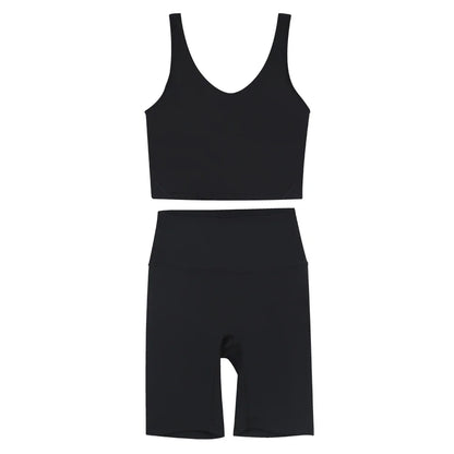 2026 Yoga Women's Bra With U-shaped Back Sets Fitness Running Summer Breathable Quick Drying Fixed Vest Five-point pants