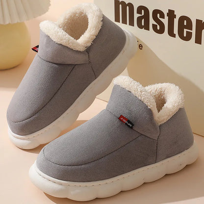 Mens Plush Indoor Slippers - Soft Fluffy Cotton House Shoes