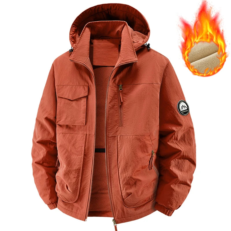 Men Winter Parka - Quilted Waterproof Jacket With Detachable Hood & Warm Fleece Lining