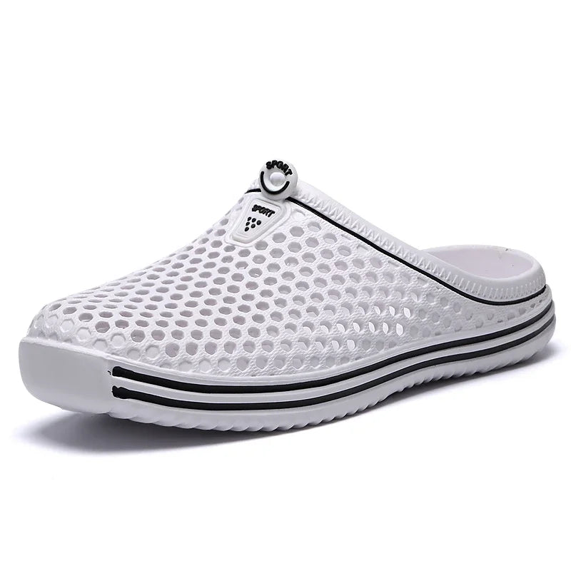 Summer Couple Breathable Half Slippers Men Outdoor Baotou Hole Sandals Beach Flip-flops Men's Casual Flip-flops Platform Sandals