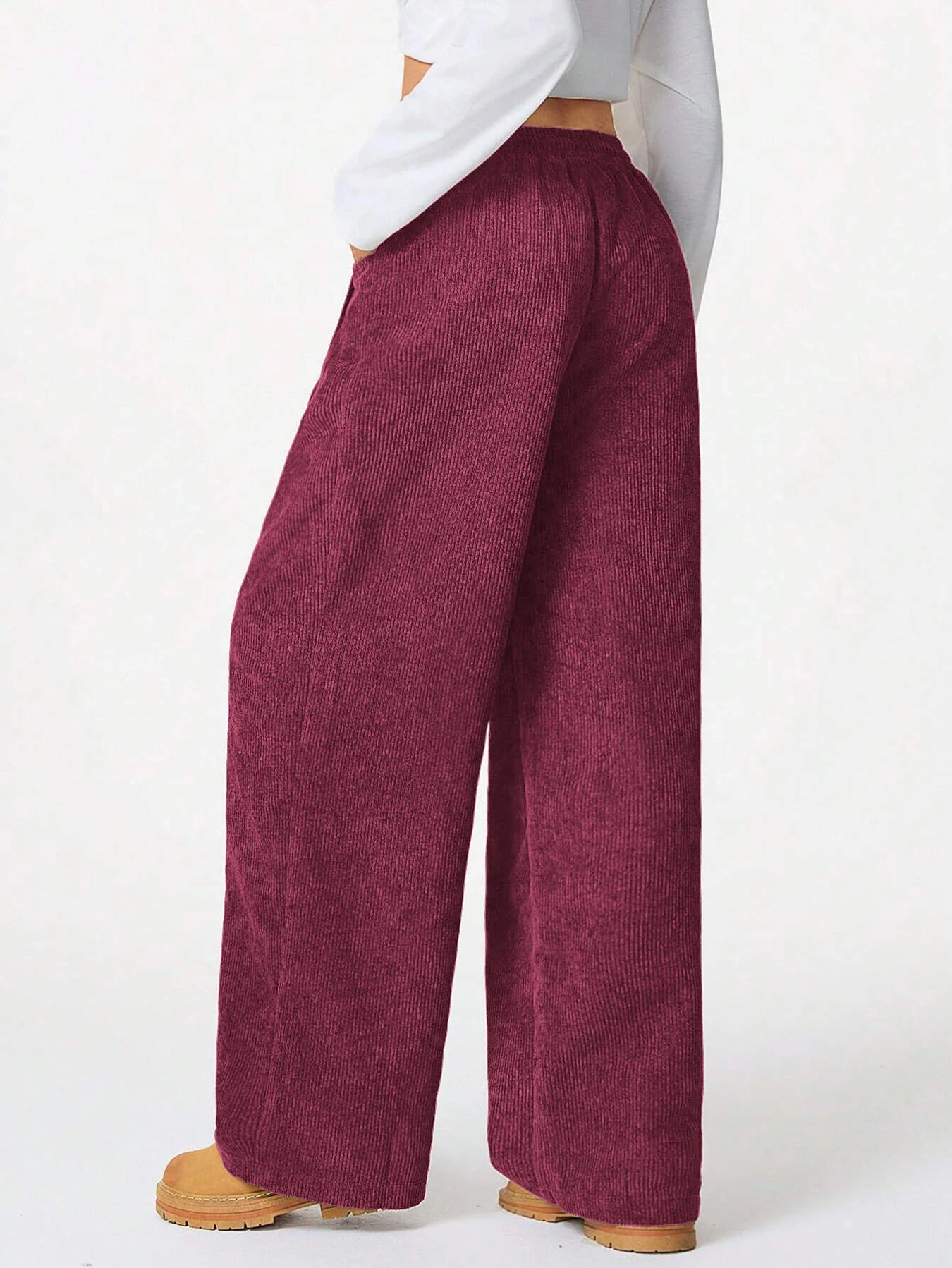 Women's Retro Corduroy Cargo Pants Casual Drawstring Straight Sports Pants Drape Daily Commuting Wide Leg Pants