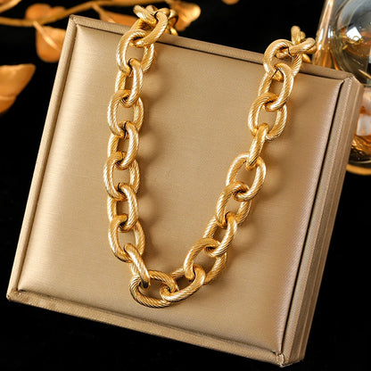 EILIECK 316L Stainless Steel Silver Color Thick Link Chain Necklace Bracelet Set For Women Men New Trendy Metal Jewelry Bijoux