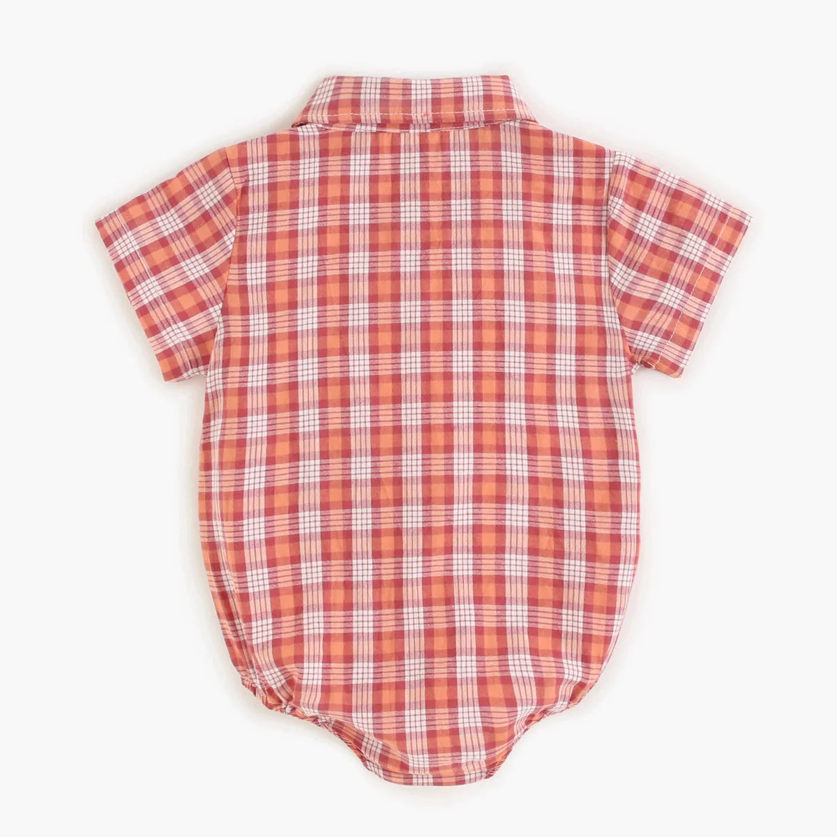 Baby Boys Bodysuit - Soft Cotton Fabric Summer Baby Bodysuit with Plaid Pattern