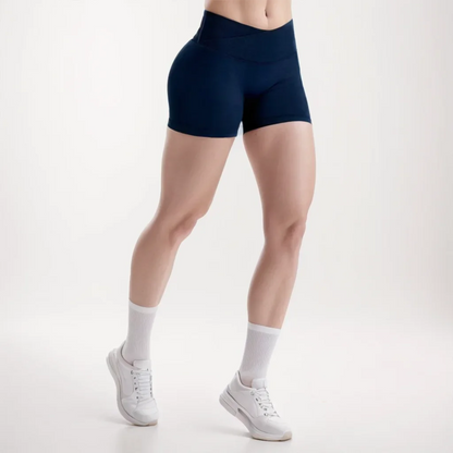 Vision Shorts 4.5'' Crossover Waist Seamless Yoga Shorts Hip Lifting Women Workout Gym Shorts Fitness Scrunch Bum Sports Shorts