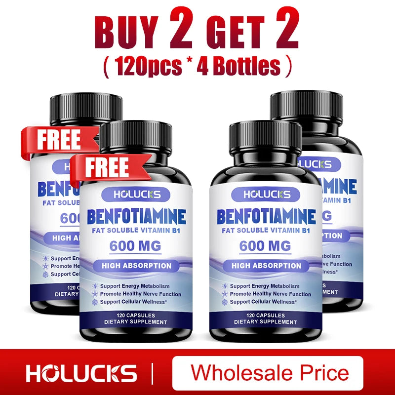 Benfotiamine 600mg | Superior Absorption Vitamin B1 for Energy Metabolism & Nerve Health | 120 Capsules Dietary Supplement