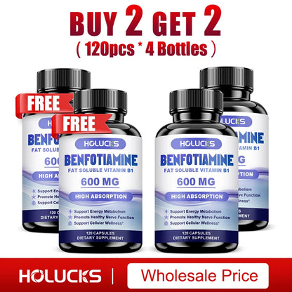 Benfotiamine 600mg | Superior Absorption Vitamin B1 for Energy Metabolism & Nerve Health | 120 Capsules Dietary Supplement