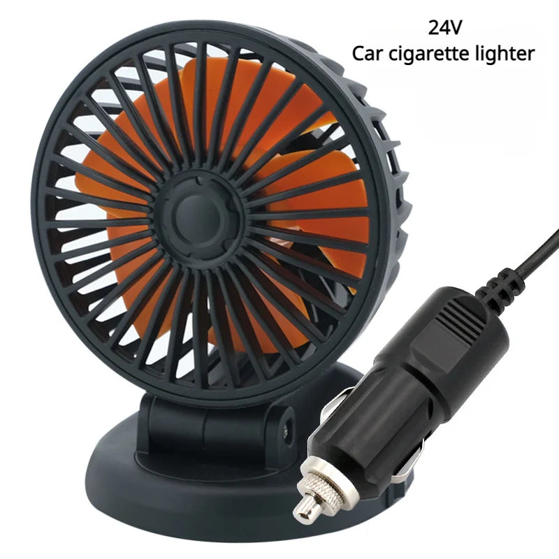 12V Automotive Fan Car Fan 24V 360° Adjustable 3-Head Air Fan Low Noise Multifunctional Temporary Parking Fan for Auto Vehicles