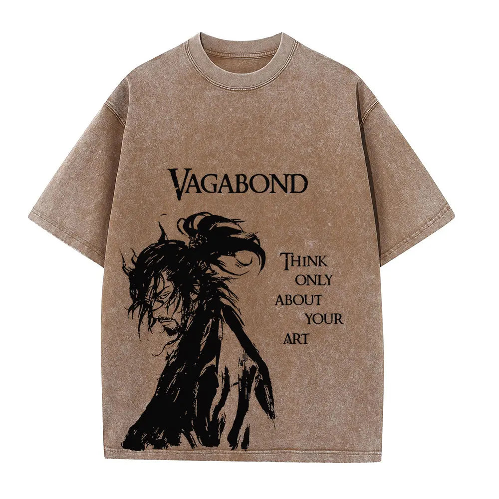 Men Streetwear Tshirt - Vintage Harajuku Anime Graphic Print Black Cotton Tee