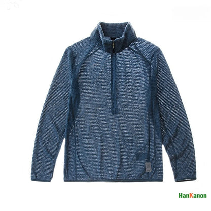 Men's Half-Zip Stand Collar Sweatshirt, Versatile Air Fleece Base Layer for Outdoor Camping, Hiking, Cycling