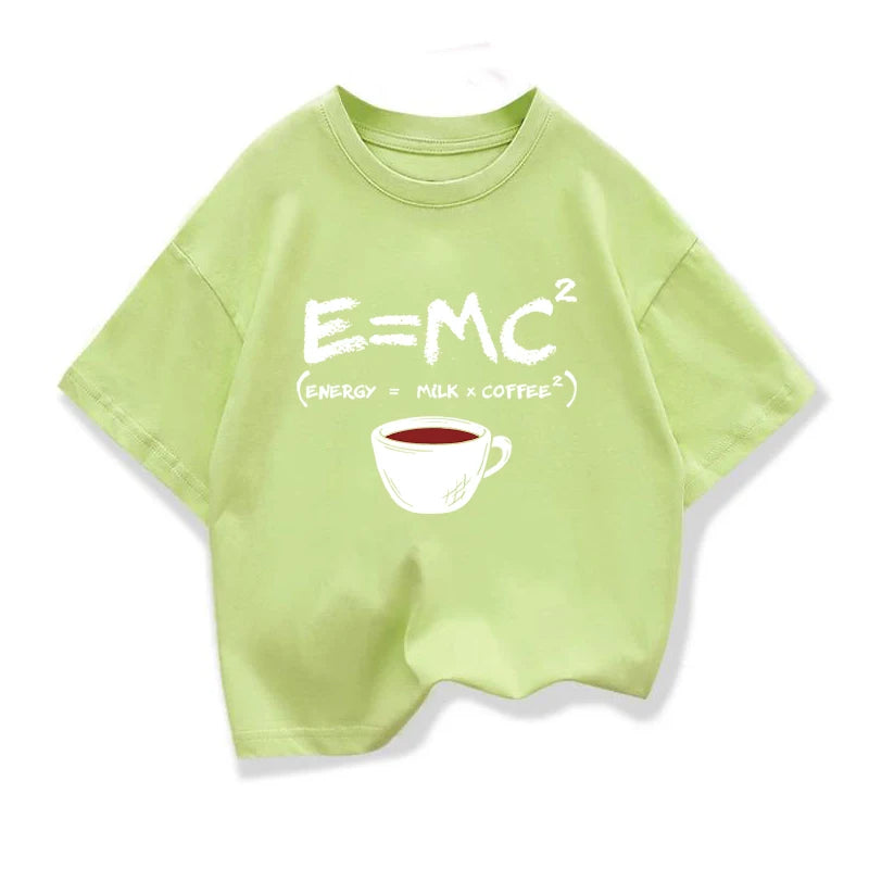 Summer Boys T-shirt Cotton Casual Funny Energy=Milk+Coffee Print Men Cool Loose O-neck Tops For Baby Kids Short Sleeve Male Tees