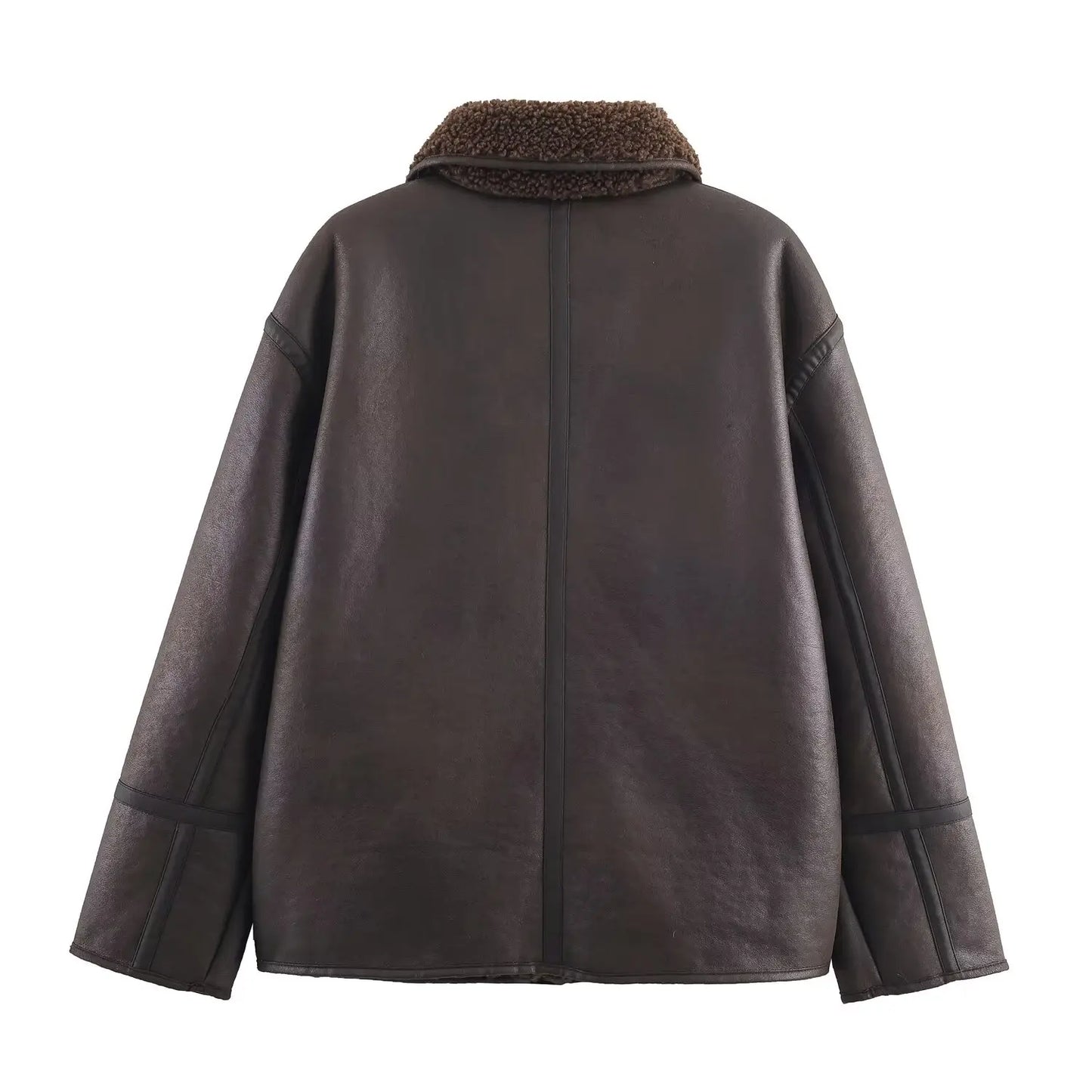 Women Warm Jacket - Casual Streetwear Single Breasted Lapel Collar Coat With Button Decoration