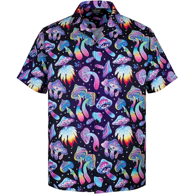 Full Print Beer Graphic Hawaiian Shirt for Men Short Sleeves Button Down Beach Alho Shirts Mens Oversized Blouse Shirts Clothes