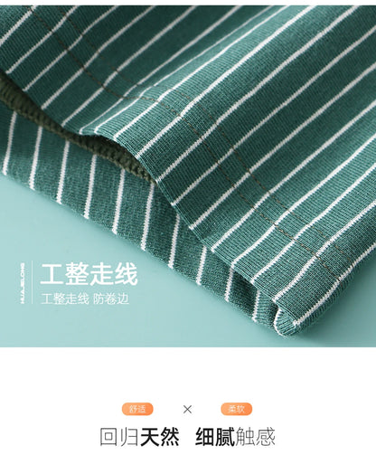 3PCS/Pack 100% Cotton Soft Panties Woman Trendy Striped Female Underwear Summer Breathable High Elastic Mid-rise Waist Boyshort