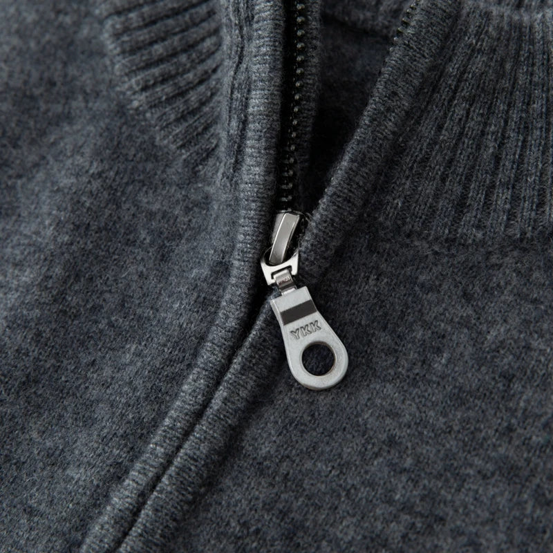CHICUU Men's 100% Cashmere Sweater Zipper Pullover Mock Neck Long Sleeve Basic Cashmere Knitwear Autumn Winter Clothing Tops