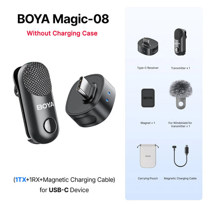 BOYA BOYA Magic Professional Wireless Lapel Microphone Shotgun/Desktop/Handheld Mic for iPhone Android Camera PC Video Recording