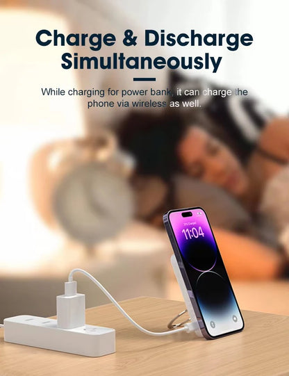 10000mAh Slim Mini Power Bank for MagSafe,Magnetic Wireless Fast Charger Stand 20W Portable External Battery For iPhone Samsung