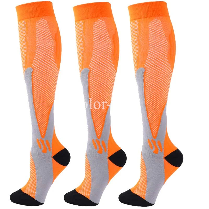 Compression Sports Socks - 3 Pairs Anti Slip Knee High Socks for Football & Basketball