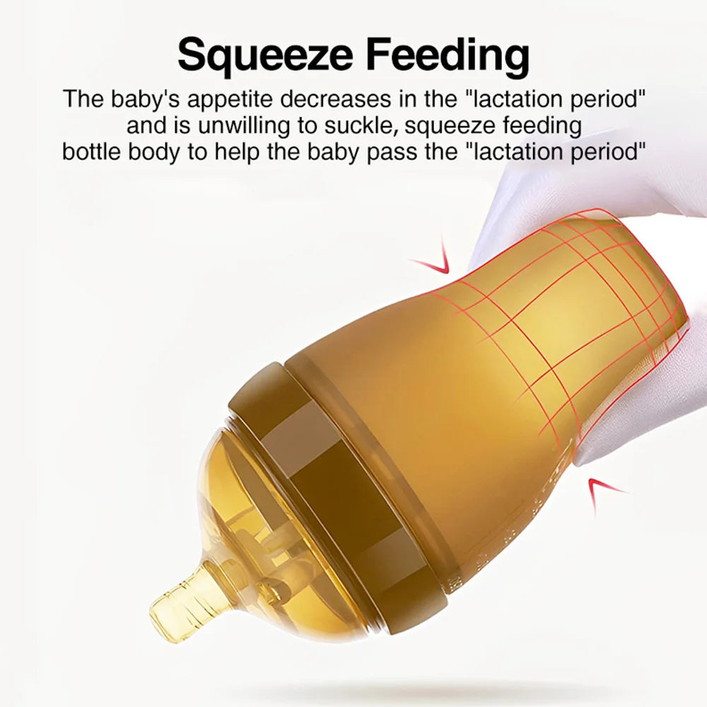 150ML/250ML Portable Baby Bottle Slicone Feeding Bottle With Handle Baby drop-resistant Bottles Newborn Bottle BPA Free