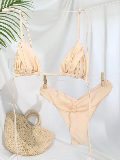 Solid Micro Bikini Set - Sexy Triangle Swimsuit for Women - ZOOMNSTORE