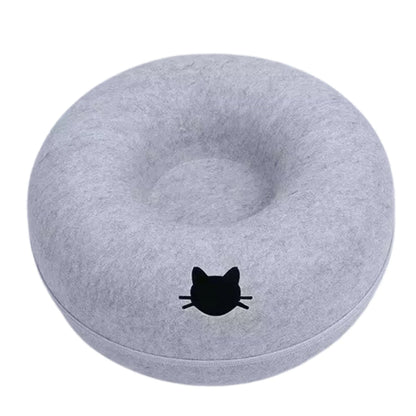 Felt Donut Bed for Cats House With Breather Hole Dog Bed Interactive Play Toys for Cats to Hide 2 in 1 Tunnel for Cats Bed
