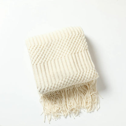 Green Oversized Knitted Throw Blanket - Soft Textured Decorative Couch Blanket