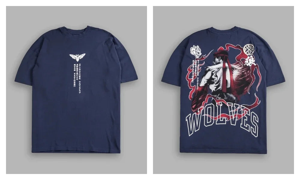 WOLVES CLUB STABILITY "PREMIUM" OVERSIZED TEE IN BLACK Summer Men's and Women's T-shirt Fashion Loose Printed Tops