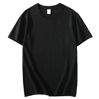 Solid Color T-Shirt - Heavy Cotton Fabric Crewneck Tee for Men & Women, Short Sleeve Casual Top