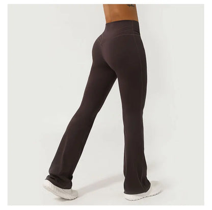 V-Cross Fitness Flare Pants Lifting Buttocks Cross Waist Yoga Sport Leggings Gym Outdoor Acticewear Workout Wide-Leg Pants