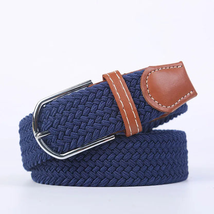 Unisex Stretch Jeans Belt - Casual Knitted Woven Canvas Pin Buckle
