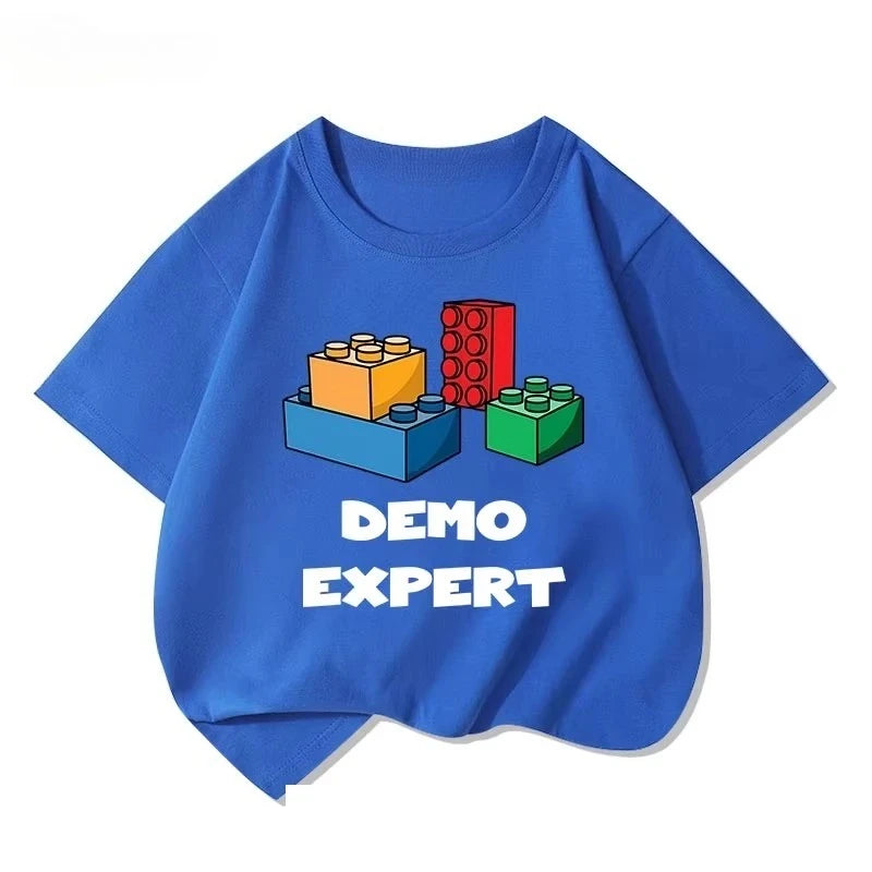 Lego educational cartoon print summer boys and girls 100% cotton short sleeved T-shirt