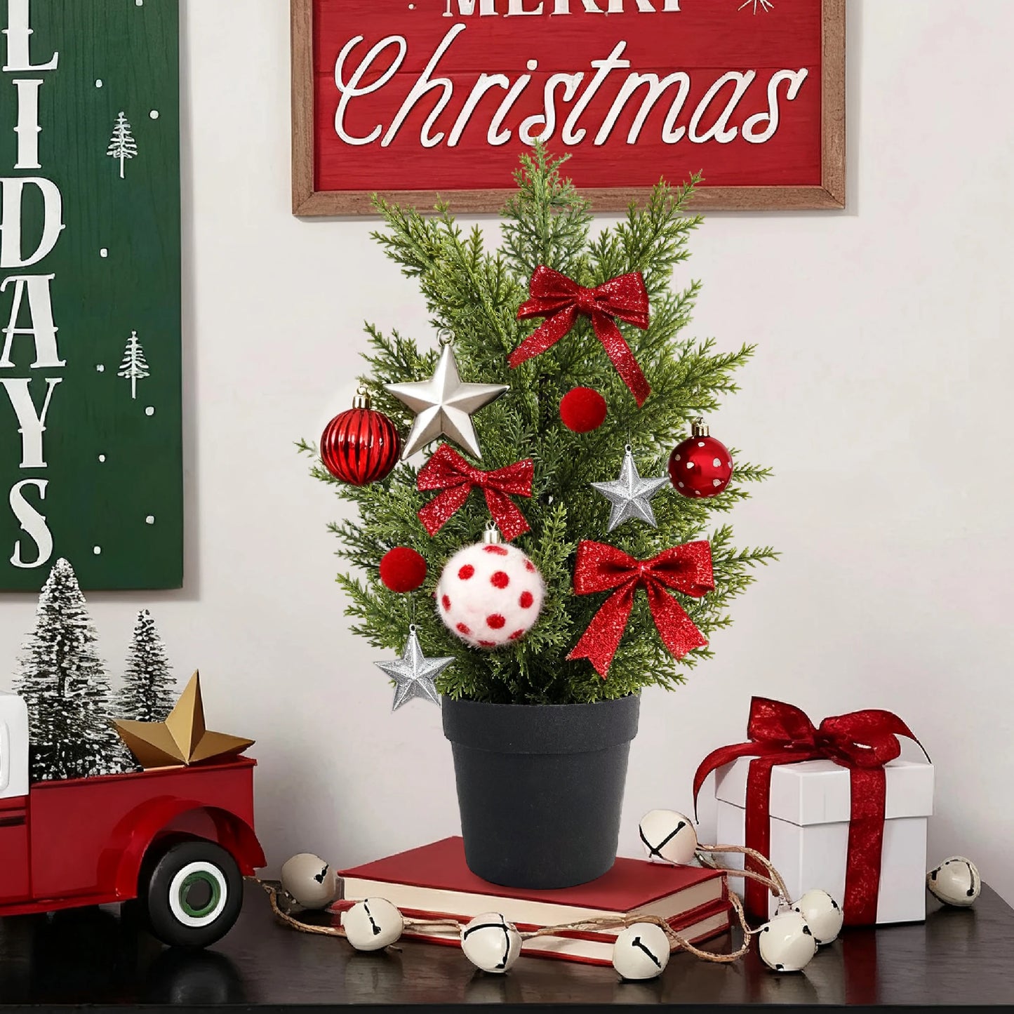 Artificial Christmas Tree - Green Potted DIY Home Decor for Weddings Birthdays and Xmas