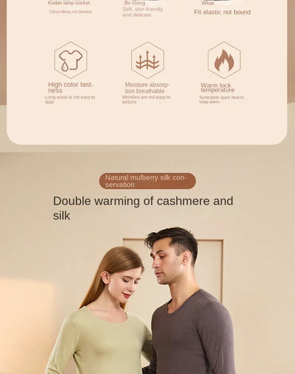Men Wool Winter Long Sleeves Thermal Warm Thick Sweater Thermal Underwear Soft Fleece Lined Long Johns Set Thermal Clothes