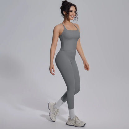 Quick Drying Legging Outdoor Running Yoga Set for Womans High Waisted Push Up Female Pants Gym Sexy Beautiful Back Vest Yoga Set