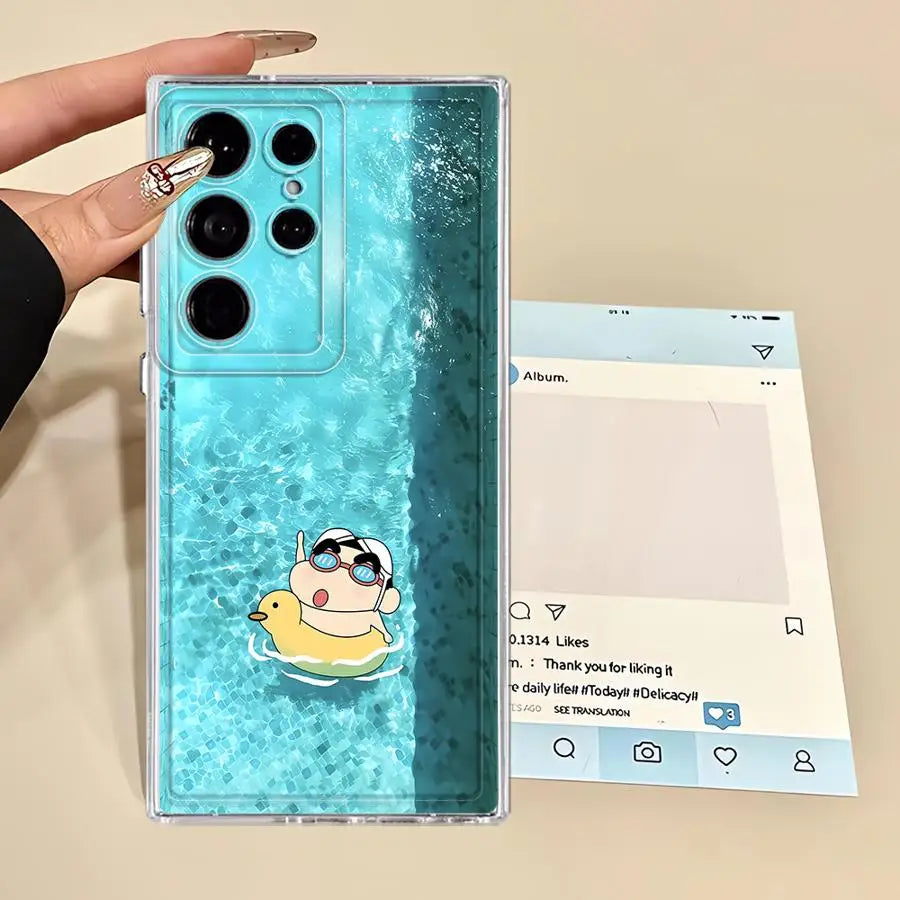 Case for Samsung Galaxy S25 Edge S24 S22 FE S21 S23 Ultra S20 Plus S26 Note 20 Ultra 10 Phone Cover Cute Crayons Shinchan