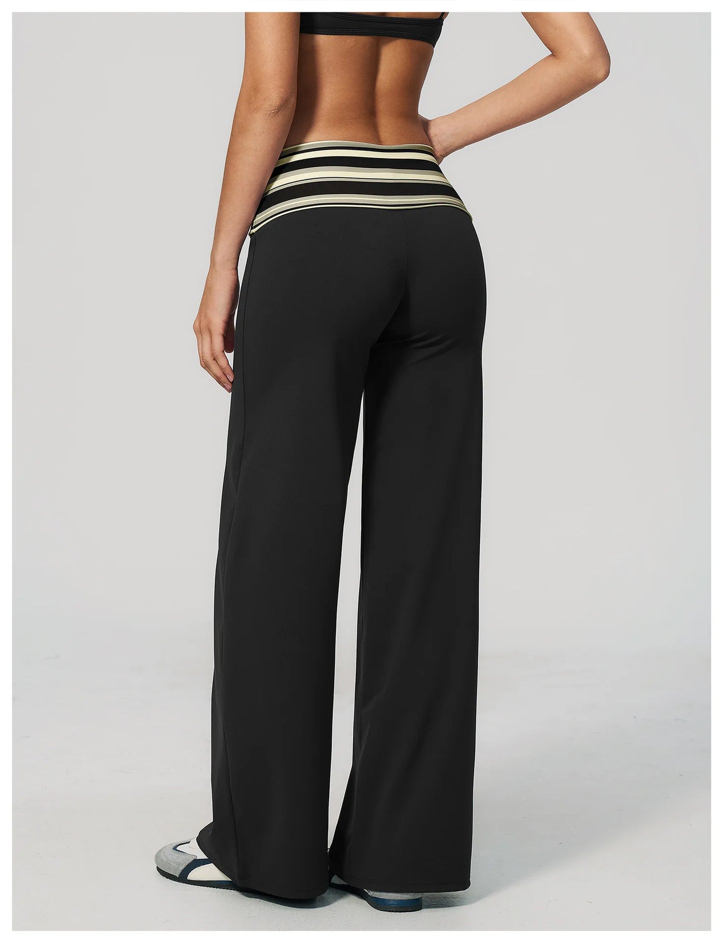 Women's Wide Leg Yoga Pants Breathable Sports Fitness Bell-bottoms High Waist Striped Yoga Pants Polka Dot Workout Flared Pants