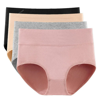 New 4Pcs/Lot High Waist Panties Women Underwear Plus Size Cotton Briefs Girls Shapers Abdominal Underpants Female Sexy Lingeries