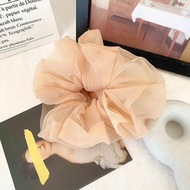 Summer Organza Silk Scrunchies Elastic Hair Bands for Women Fashion Hair Rope Ponytail Holder Ties Girl Hair Accessories