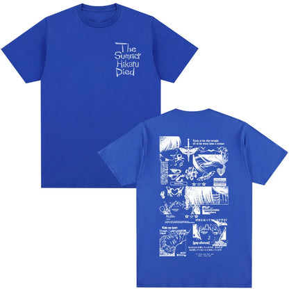 Anime The Summer Hikaru Died Hikaru Yoshiki Manga Short Sleeve T-shirts Men Women Fashion Cotton Casual Oversized T Shirt Couple